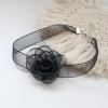 Fairy-like accessories: Chiffon camellia necklace, short collarbone chain, choker rose flower collar, necklace for women Specification image